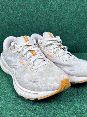 Size 11B- Brooks Adrenaline GTS 23 Blanc Grey Sunflower Women's Shoes Sneakers